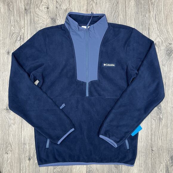 Columbia 1/2 Zip Fleece Jacket Size Small Mens Navy Blue Sequoia Grove $60 - Picture 1 of 12